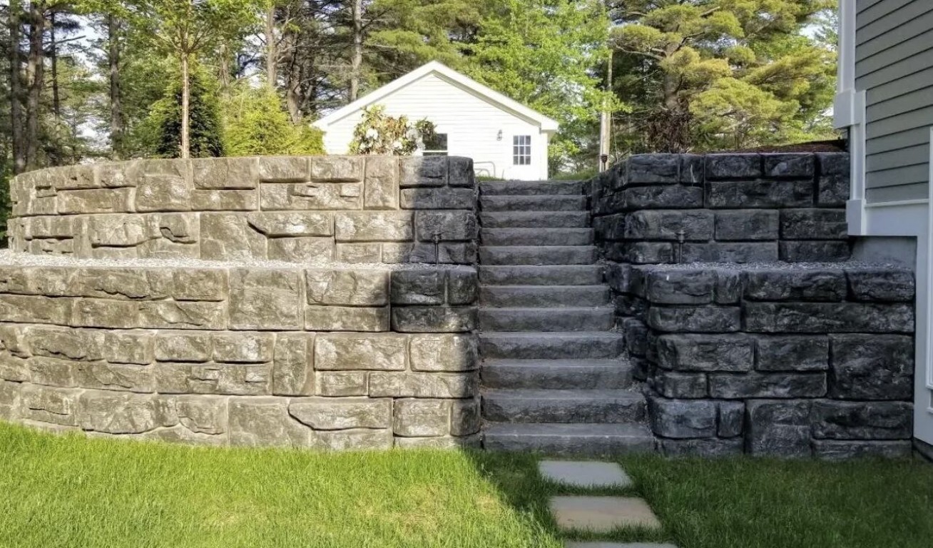 Custom natural stone steps and retaining walls showcasing expert masonry craftsmanship in Springfield, MO